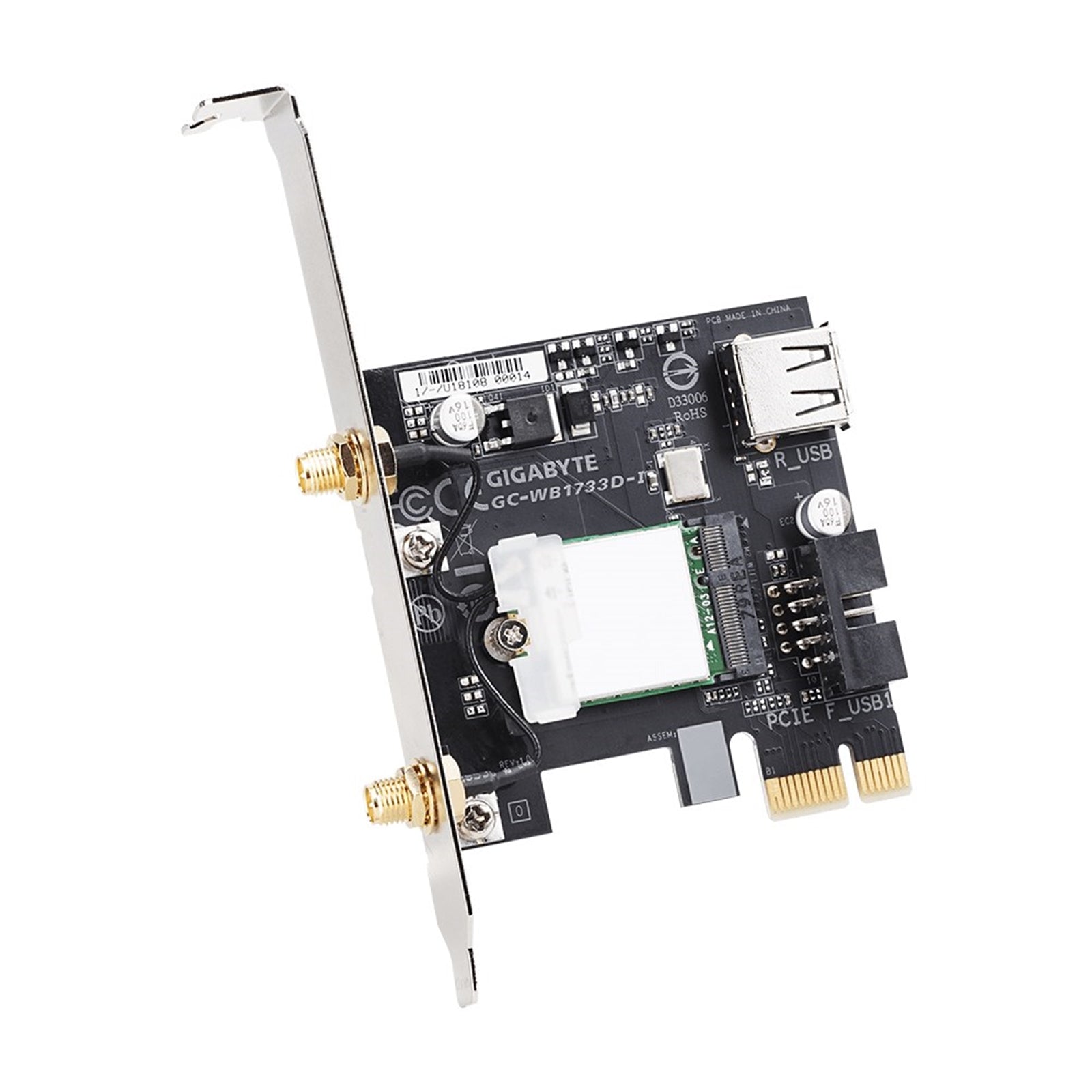 Gigabyte GC-WB1733D-I Intel AC1750 PCI-Express Wireless Dual Band WiFi Card - card